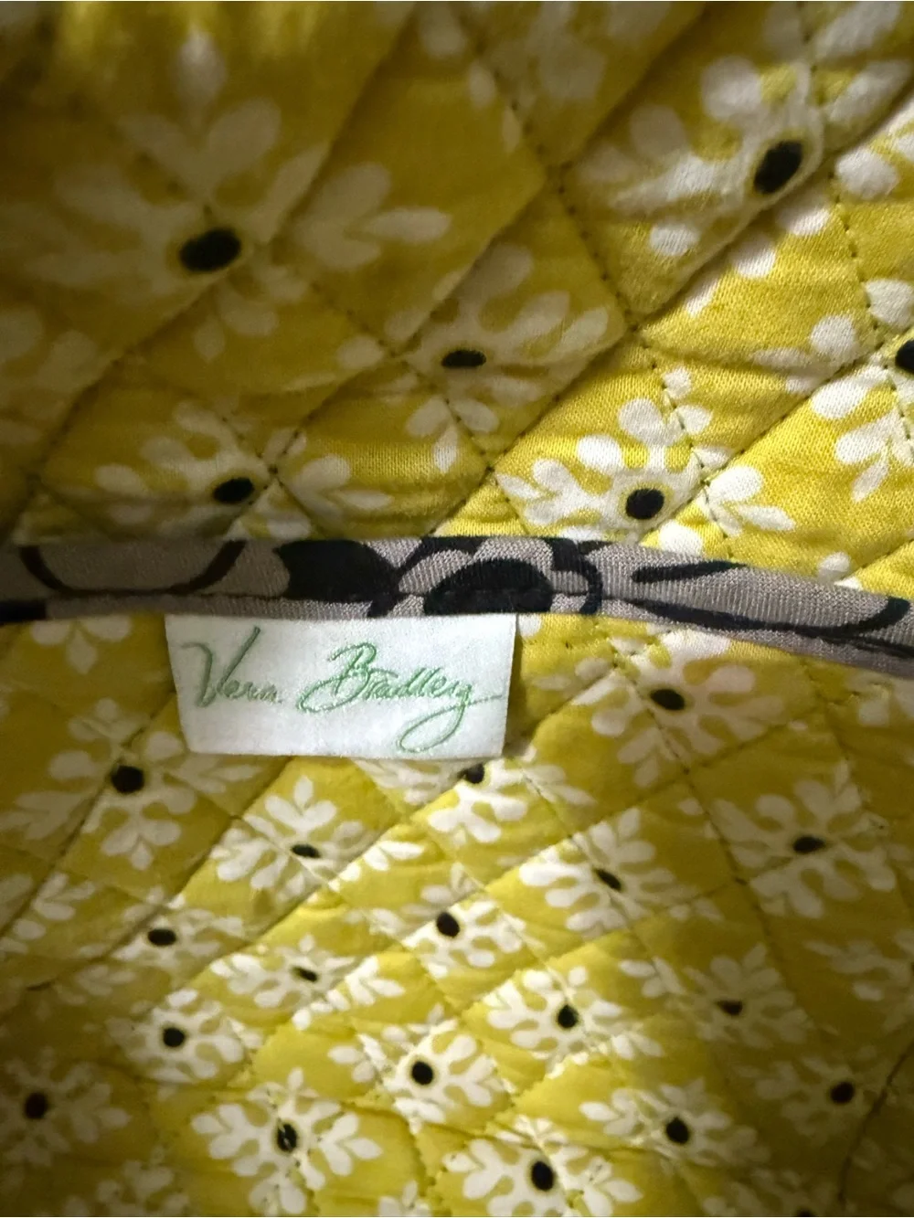 Vera Bradley Quilted Floral Tote and Duffel in Black, Gray & Yellow